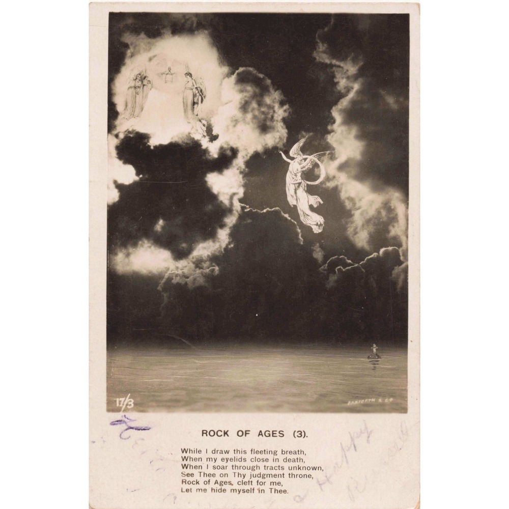 Rock of Ages Hymn Postcard Bamforth & Co Angels Heaven Antique 1908 Posted